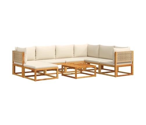 Set de sofás de jardín con cojines 8 pzas madera maciza acacia