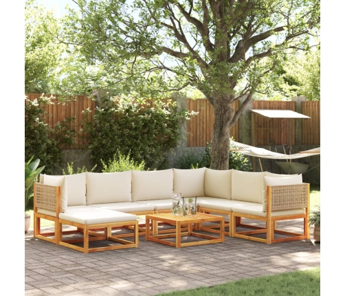 Set de sofás de jardín con cojines 8 pzas madera maciza acacia