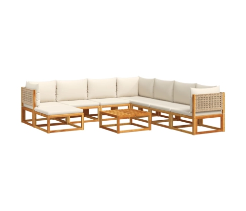 Set de sofás de jardín con cojines 9 pzas madera maciza acacia