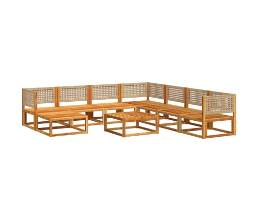 Set de sofás de jardín con cojines 9 pzas madera maciza acacia