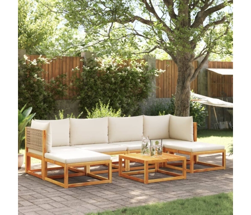 Set de sofás de jardín con cojines 7 pzas madera maciza acacia