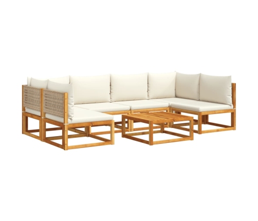 Set de sofás de jardín con cojines 7 pzas madera maciza acacia