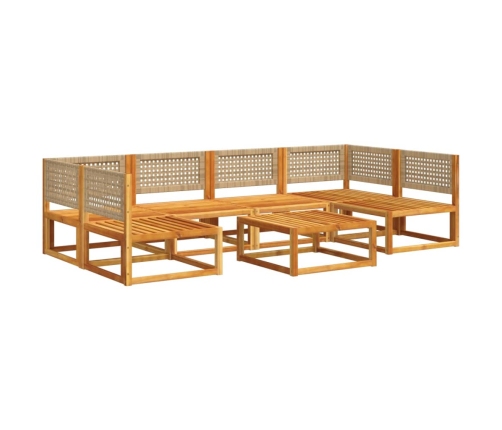 Set de sofás de jardín con cojines 7 pzas madera maciza acacia