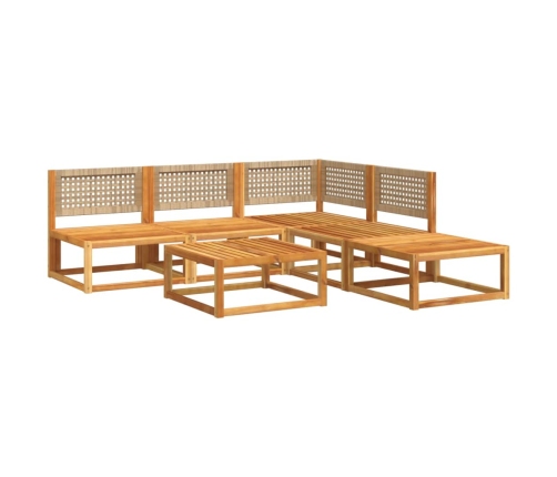 Set de sofás de jardín con cojines 6 pzas madera maciza acacia
