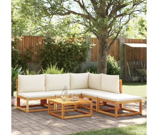 Set de sofás de jardín con cojines 6 pzas madera maciza acacia