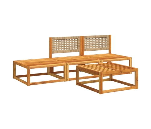 Set sofás de jardín con cojines 4 pzas madera maciza de acacia