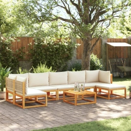 Set de sofás de jardín con cojines 8 pzas madera maciza acacia