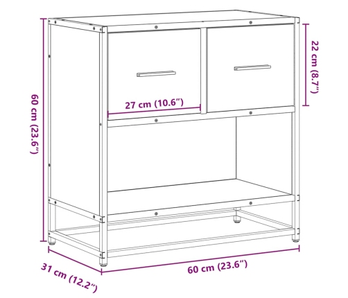 Mesita de noche roble sonoma 60x31x60 cm madera contrachapada