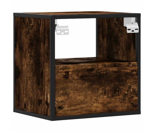 Mesitas de noche pared 2 uds color roble ahumado 40x31x39,5 cm