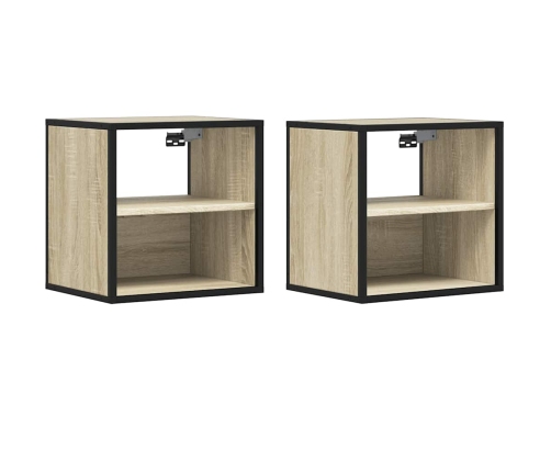 Mesitas de noche de pared 2 unidades roble Sonoma 40x31x39,5 cm