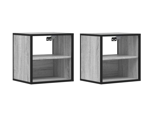 Mesitas de noche de pared 2 unidades gris sonoma 40x31x39,5 cm