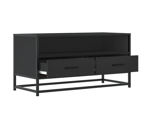 Mueble de TV madera de ingeniería y metal negro 80x34,5x40 cm