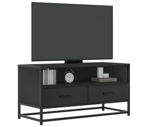 Mueble de TV madera de ingeniería y metal negro 80x34,5x40 cm