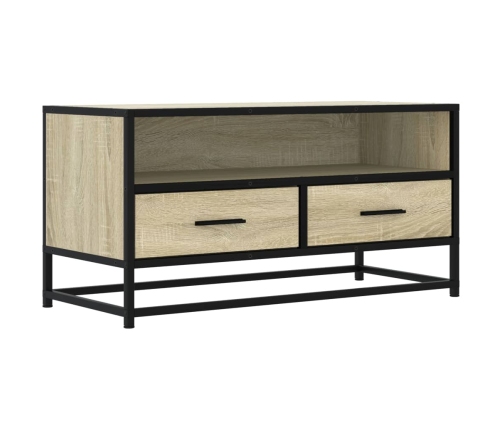 Mueble TV metal y madera ingeniería roble Sonoma 80x34,5x40 cm