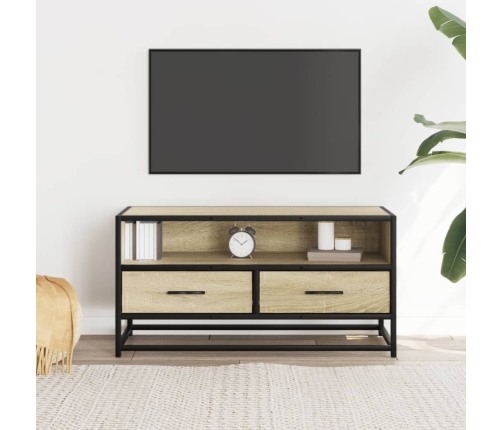 Mueble TV metal y madera ingeniería roble Sonoma 80x34,5x40 cm