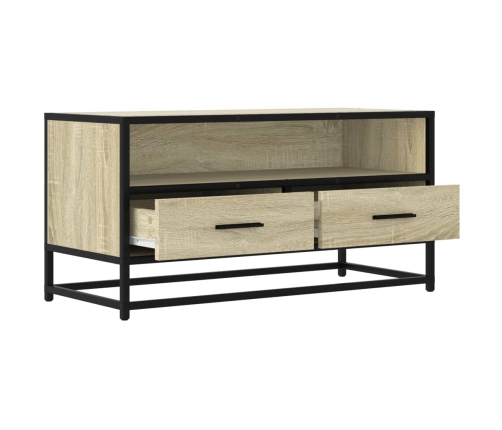 Mueble TV metal y madera ingeniería roble Sonoma 80x34,5x40 cm