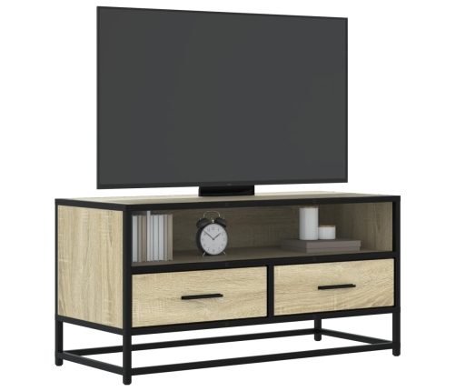 Mueble TV metal y madera ingeniería roble Sonoma 80x34,5x40 cm