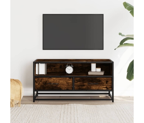 Mueble TV metal y madera ingeniería roble humo 80x34,5x40 cm