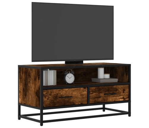 Mueble TV metal y madera ingeniería roble humo 80x34,5x40 cm