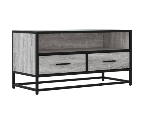 Mueble TV madera ingeniería y metal roble ahumado 80x34,5x40 cm