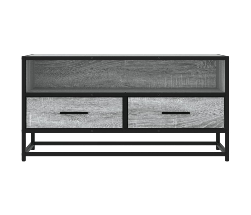 Mueble TV madera ingeniería y metal roble ahumado 80x34,5x40 cm