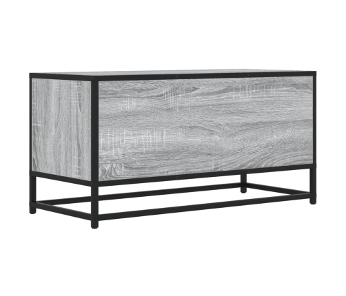 Mueble TV madera ingeniería y metal roble ahumado 80x34,5x40 cm