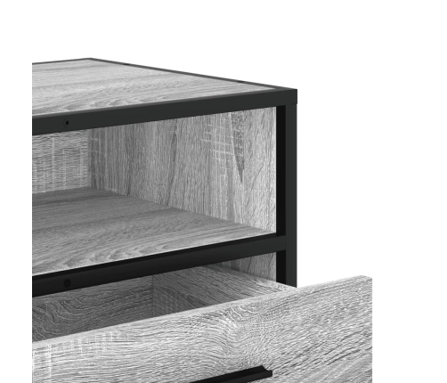 Mueble TV madera ingeniería y metal roble ahumado 80x34,5x40 cm