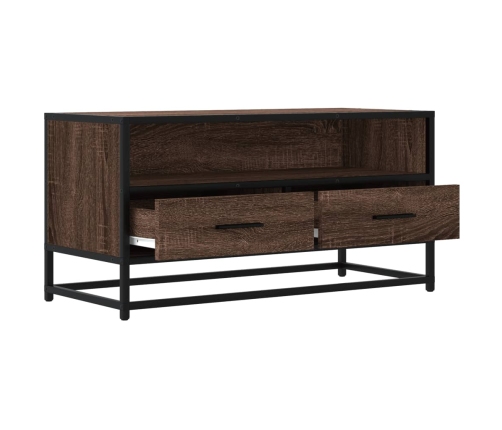 Mueble TV metal y madera ingeniería marrón roble 80x34,5x40 cm