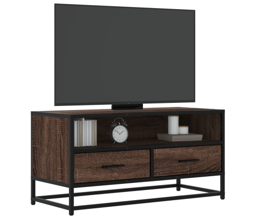 Mueble TV metal y madera ingeniería marrón roble 80x34,5x40 cm