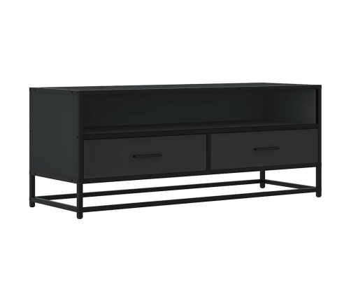 Mueble de TV madera de ingeniería y metal negro 100x34,5x40 cm