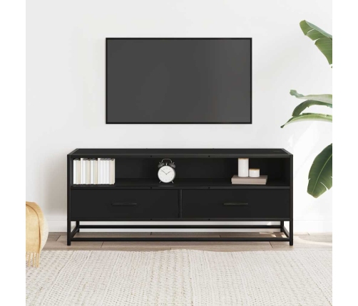 Mueble de TV madera de ingeniería y metal negro 100x34,5x40 cm