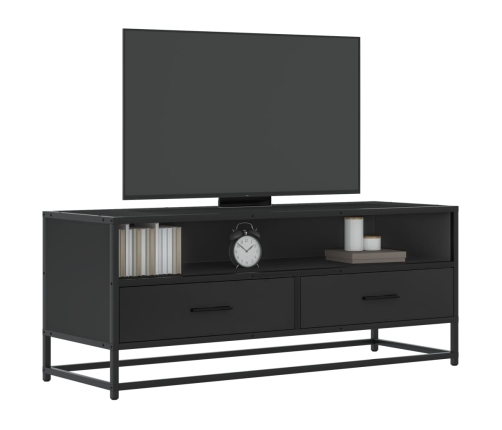 Mueble de TV madera de ingeniería y metal negro 100x34,5x40 cm