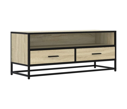 Mueble TV metal y madera ingeniería roble Sonoma 100x34,5x40 cm