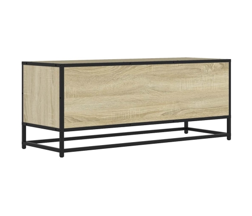 Mueble TV metal y madera ingeniería roble Sonoma 100x34,5x40 cm