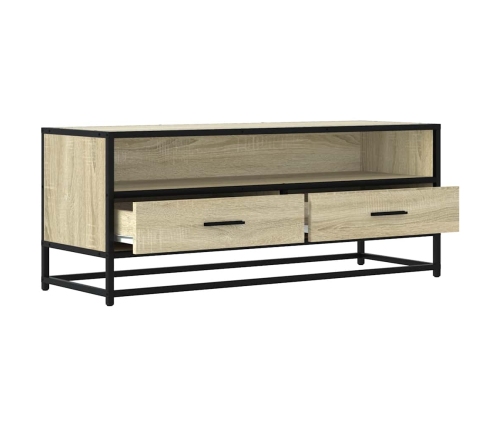 Mueble TV metal y madera ingeniería roble Sonoma 100x34,5x40 cm