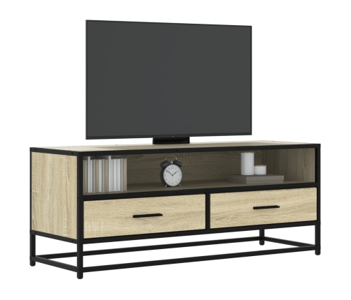 Mueble TV metal y madera ingeniería roble Sonoma 100x34,5x40 cm