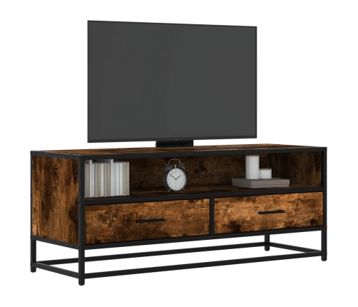 Mueble TV metal y madera ingeniería roble ahumado 100x34,5x40cm