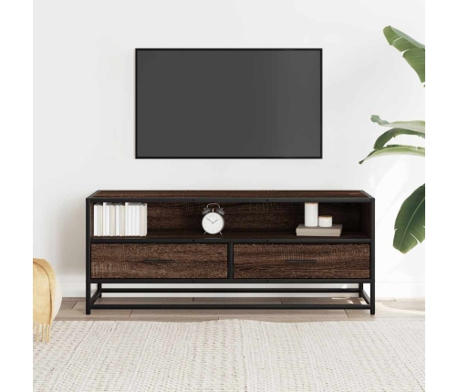 Mueble TV metal y madera ingeniería marrón roble 100x34,5x40 cm