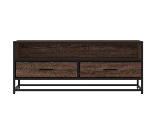 Mueble TV metal y madera ingeniería marrón roble 100x34,5x40 cm