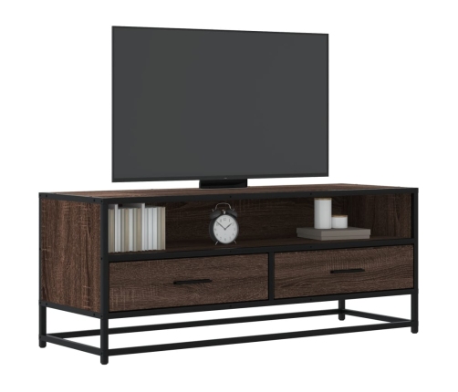 Mueble TV metal y madera ingeniería marrón roble 100x34,5x40 cm