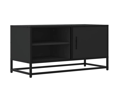 Mueble de TV madera de ingeniería y metal negro 80x34,5x40 cm