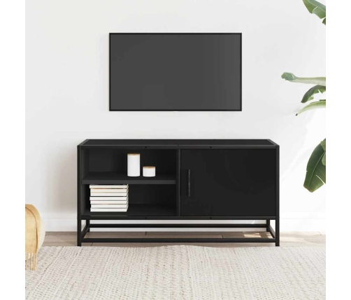 Mueble de TV madera de ingeniería y metal negro 80x34,5x40 cm