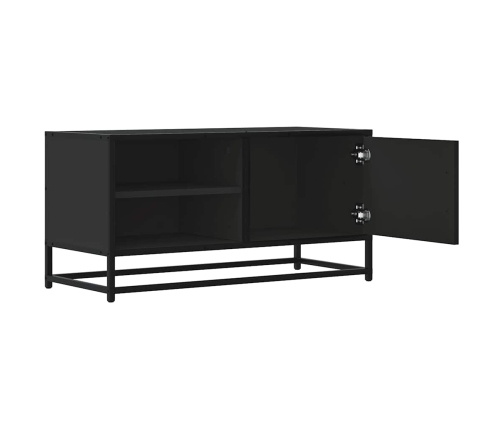 Mueble de TV madera de ingeniería y metal negro 80x34,5x40 cm