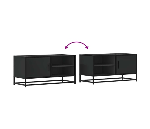 Mueble de TV madera de ingeniería y metal negro 80x34,5x40 cm