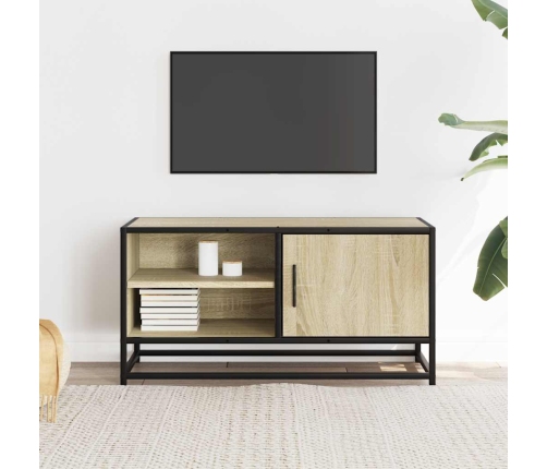 Mueble TV metal y madera ingeniería roble Sonoma 80x34,5x40 cm