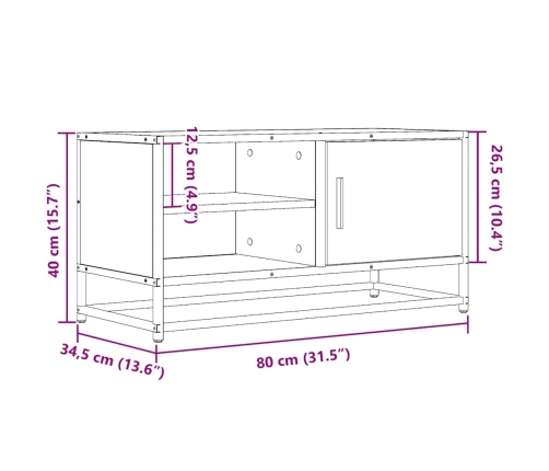 Mueble TV metal y madera ingeniería roble Sonoma 80x34,5x40 cm