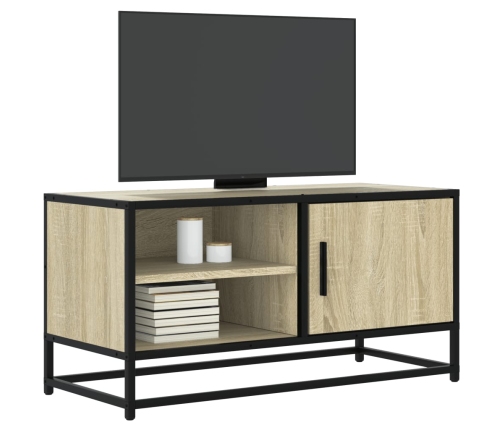 Mueble TV metal y madera ingeniería roble Sonoma 80x34,5x40 cm