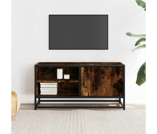 Mueble TV metal y madera ingeniería roble humo 80x34,5x40 cm