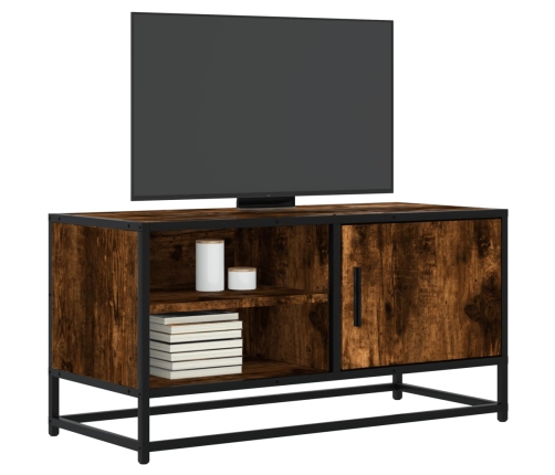 Mueble TV metal y madera ingeniería roble humo 80x34,5x40 cm