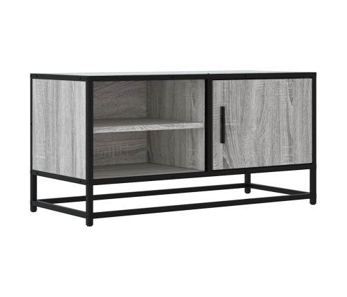 Mueble TV madera ingeniería y metal roble ahumado 80x34,5x40 cm